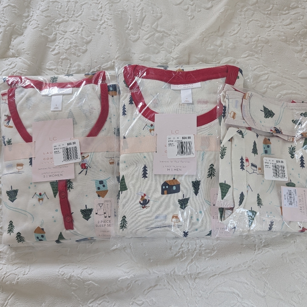 NWT LC Lauren Conrad Matching Christmas Pajamas For Men M | Women S | Pet XL